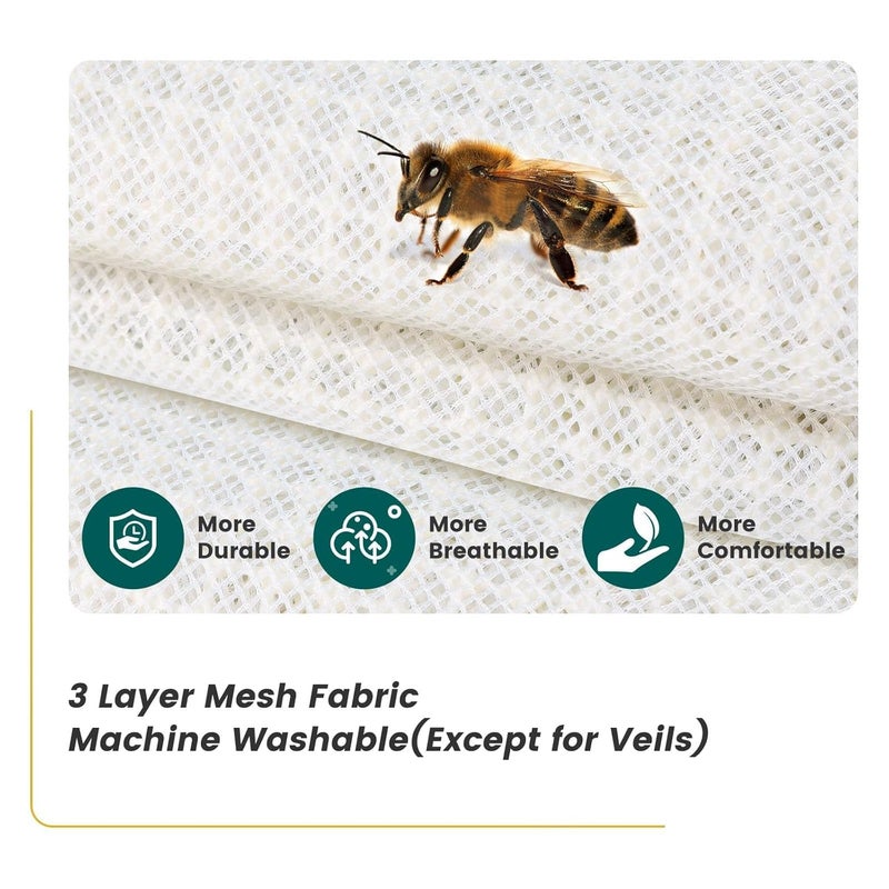 YORKING Ventilated Bee Suit, 3 Layer Bee Suit for Men Women, Sting Proof Protective Beekeeping Kit with Gloves, 2 Beekeeping Veils for Beekeepers - M - Image 5